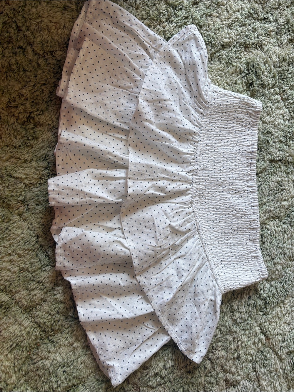 White Polka Dot Tiered Ruffle Skirt